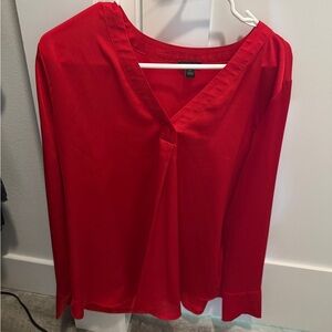 Elegant Red V-Neck Blouse